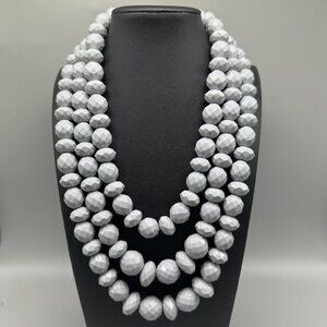 3/$30 Sugarfix Statement Necklace Gray Faceted Beads Chunky Beaded 20"